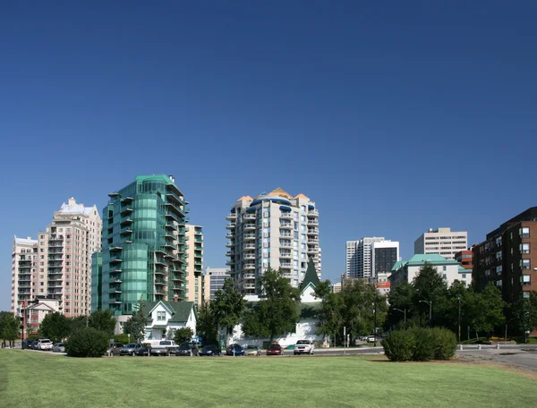 Város Calgary Alberta Kanada Lakott Területen Modern Apartman Épület — Stock Fotó