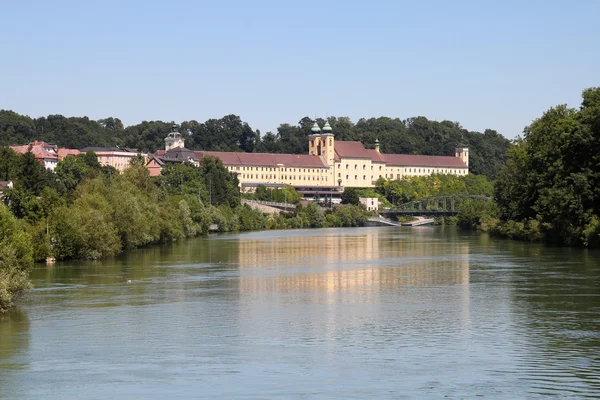 Austria Benedictine Monastery Lambach Upper Austria Traun River — Stock Photo, Image