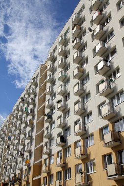 Poland - Gdansk city (also know nas Danzig) in Pomerania region. Zabianka district - gigantic post-socialist apartment blocks. clipart