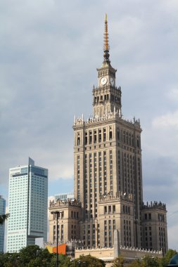 Warsaw, Poland. Famous Palace of Culture and Science, tallest building in Poland. Stalinist architecture (or socialist classicism). clipart
