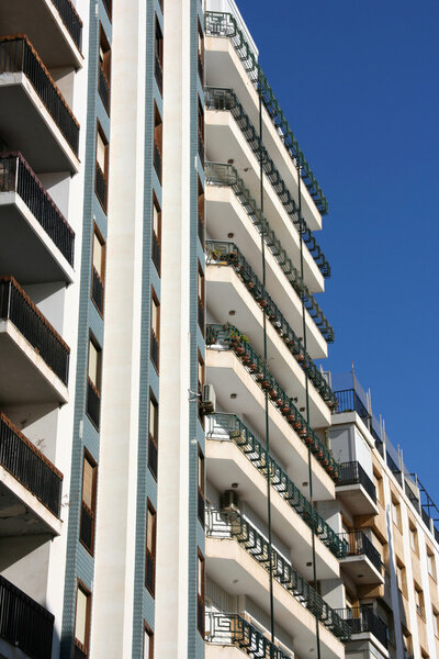 Generic apartment buildings in Almeria, Spain. Residential architecture.