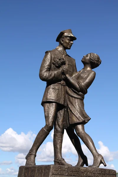 Grudziadz Pommern Region Polen Tanzender Soldat Mit Einer Mädchen Statue — Stockfoto