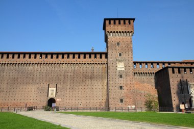 Milan, İtalya. Castello sforzesco (sforza Kalesi) - eski landmark Lombardy.