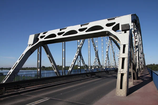Polsko Grudziadz Slavný Příhradový Most Přes Řeku Vislu Dopravní Infrastruktura — Stock fotografie