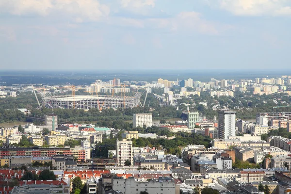 Varsóvia Capital Polónia Vista Aérea Com Estádio Nacional Construção Partir — Fotografia de Stock