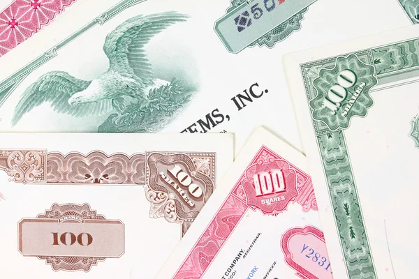 Stock Market Collectibles Old Stock Share Certificates 1950S 1970S United — Stock Photo, Image