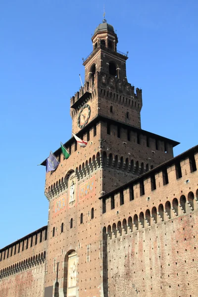 Milano Italien Castello Sforzesco Sforza Slottet Gammala Landmarken Lombardiet — Stockfoto