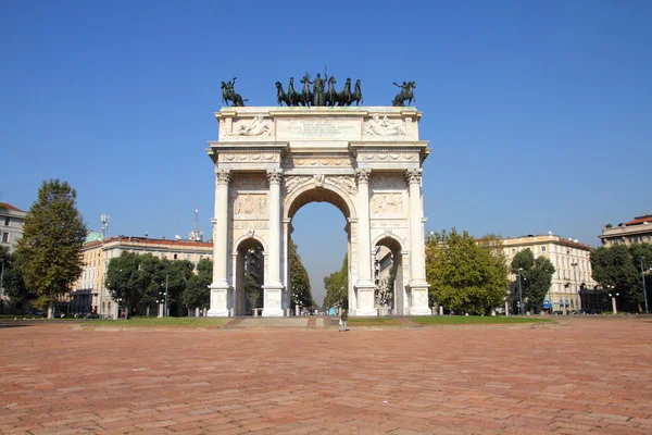 Milão Itália Arco Della Pace Arco Paz Sempione Park — Fotografia de Stock