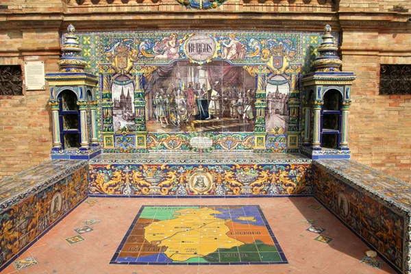 Beroemde Keramische Bankjes Plaza Espana Sevilla Spanje Burgos Kunst — Stockfoto