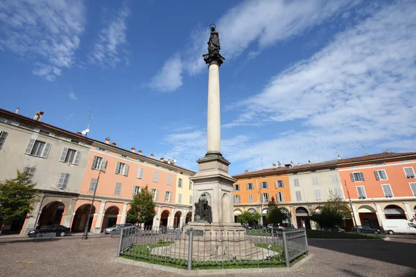 Piacenza Italia Región Emilia Romaña Columna Virgen María Piazza Duomo —  Fotos de Stock