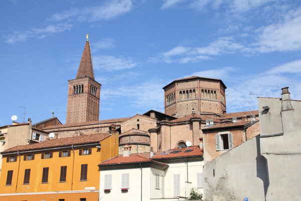 Piacenza, Italy - Emilia-Romagna region. Cathedral towering above the city.