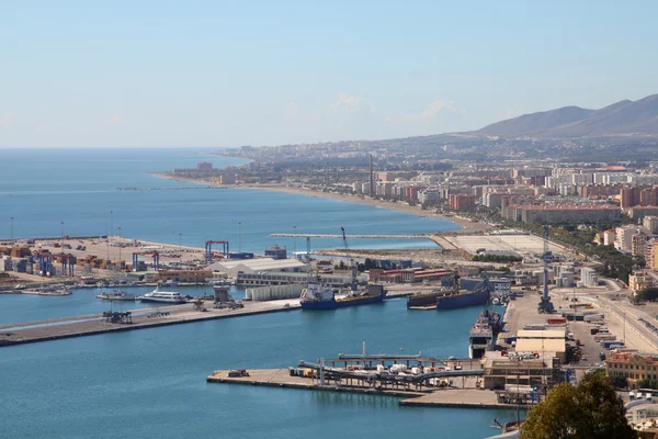 Malaga Andalusien Spanien Luftaufnahme Des Hafens Und Der Stadt — Stockfoto