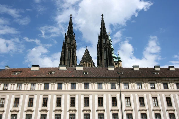 Sint Vituskathedraal Torenhoog Kasteel Hradcany Prague Tsjechië Deel Van Unesco — Stockfoto