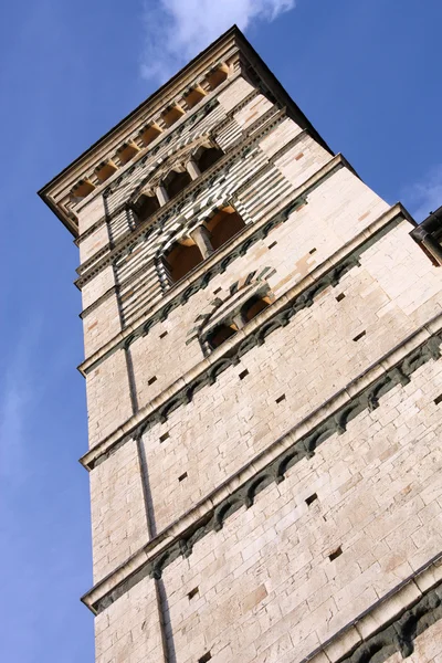 Ρωμανικός Καμπάνα Πύργος Του Καθεδρικός Ναός Του Πράτο Τοσκάνη Ιταλία — Φωτογραφία Αρχείου