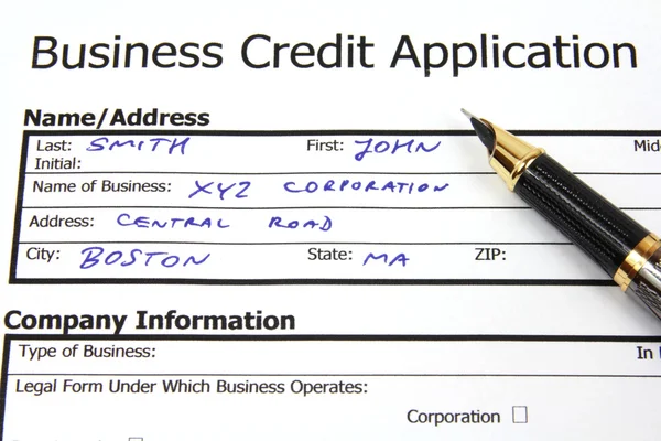 Filling Form Business Credit Application Banking Financial Services Document Fictional — Stock Photo, Image