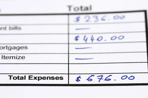 Spotřebitelské Úvěry Aplikace Celkové Výdaje Modrým Inkoustem Mělké Hloubky Ostrosti — Stock fotografie