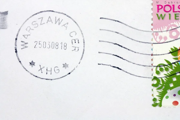 Cancellation Stamp Warsaw Poland Letter — Stock Photo, Image