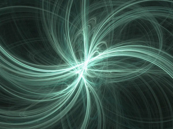 グラフィックスのテクスチャです コンピューターの背景を描画します 3次元フラクタル 緑色のライトの波 — ストック写真