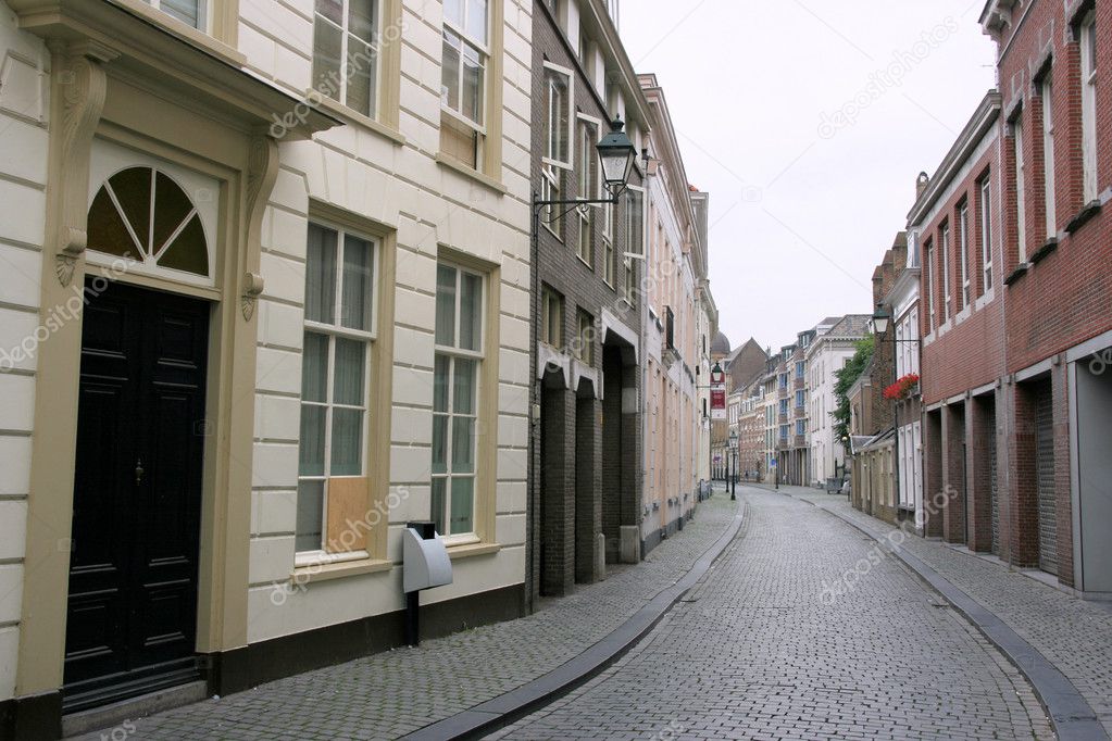 Breda in Holland. Old town street view.