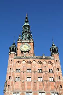 Polonya - gdansk şehir (nas danzig da bilinir) pomerania bölgesi. ünlü ana Belediye Binası..