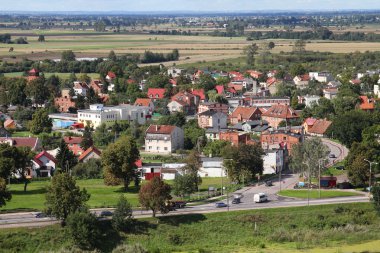 Malbork - Polonya, pomerania bölgesi şehrin havadan görünümü