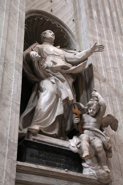 Statue Saint Camillus Saint Peter Basilica Vatican Rome Italy Created — Stock Photo, Image
