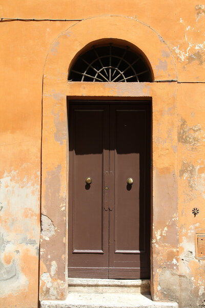 Rome, Italy. Old door, Italian architecture detail.