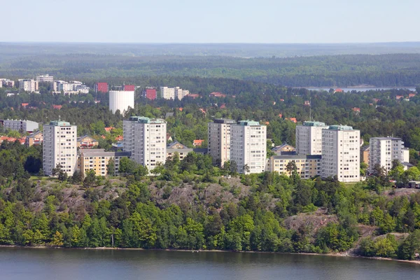 Stoccolma Svezia Tranquillo Quartiere Residenziale Vista Aerea Vista Dalla Torre — Foto Stock