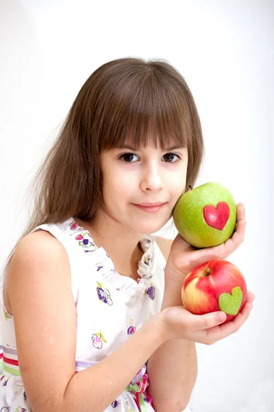 The girl with apples — Stock Photo, Image