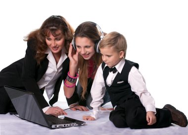 The business woman and her children clipart