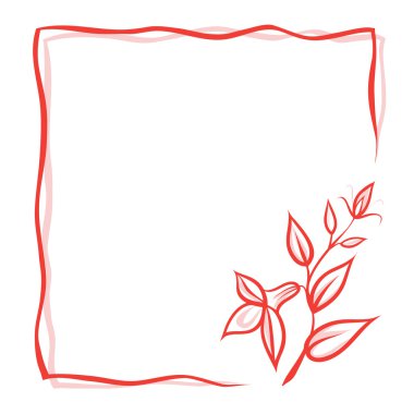 Greeting card with flower, red double frame and place for your text. clipart