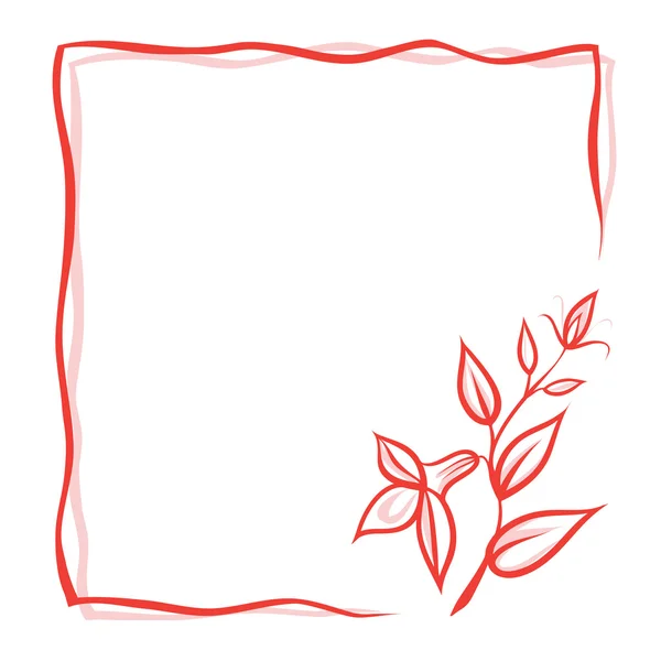 Cartão Saudação Com Flor Moldura Dupla Vermelha Lugar Para Seu —  Vetores de Stock
