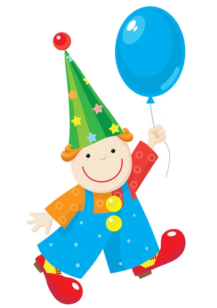 Veselý klaun s balónem — Stockový vektor