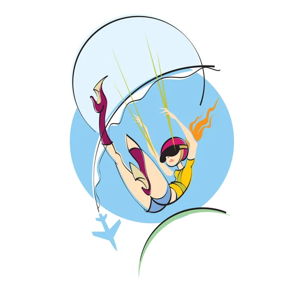 Mujer paracaídas — Archivo Imágenes Vectoriales