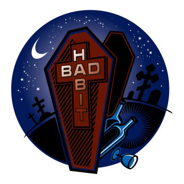 Bad Habit in coffin at the cemetery clipart