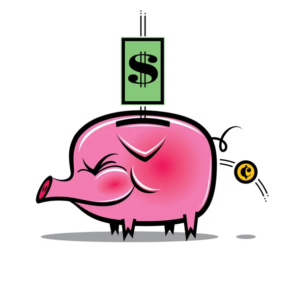 Caja de dinero de cerdo crisis — Vector de stock