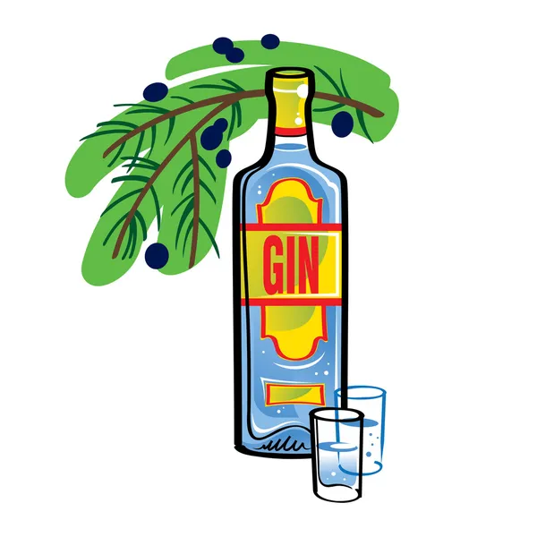 Gin con ramo di ginepro — Vettoriale Stock