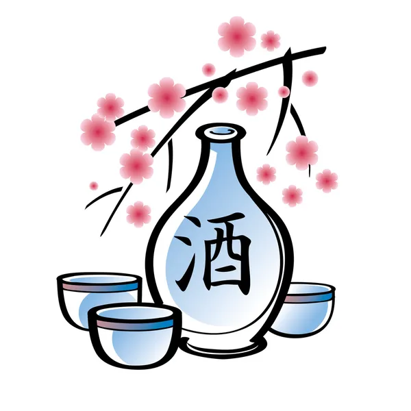 stock vector Sake Japan national alcohol beverage