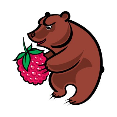 Bear and raspberry clipart