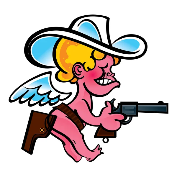 Cowboy Símbolo de amor Cupido — Vetor de Stock