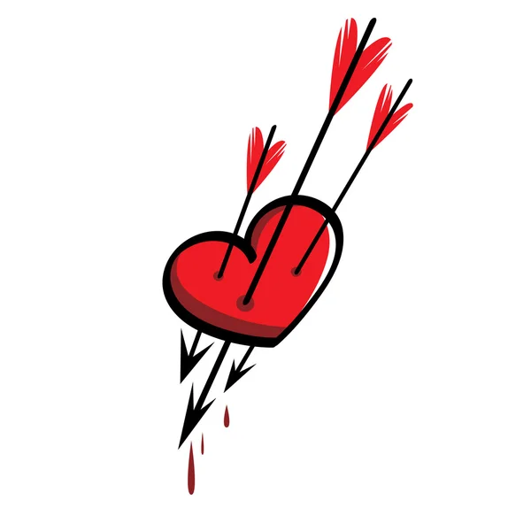 Heart and Cupid arrows — Stock Vector