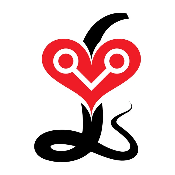 Yılan kalp cobra seviyorum — Stok Vektör