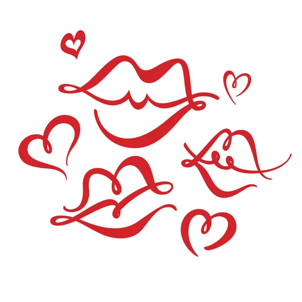 Coeurs et baisers — Image vectorielle