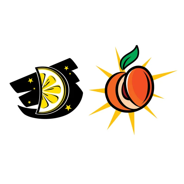 Lemon Moon e Peach Sun — Vettoriale Stock