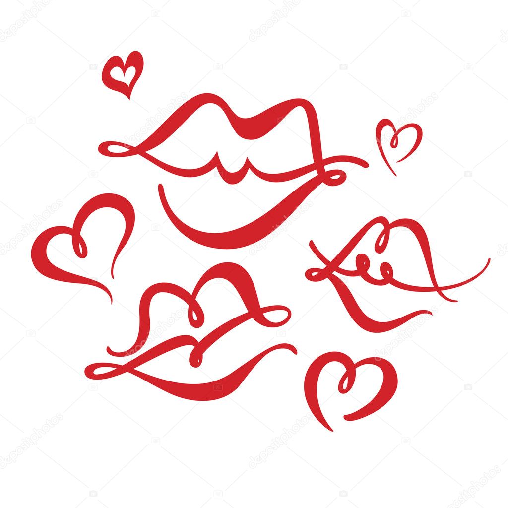 Illustrazione colorato della confessione amore cuori e baci — Vettoriali di ofchina