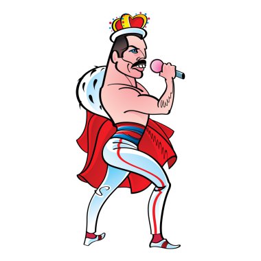 Freddie Mercury singer from rock band Queen clipart