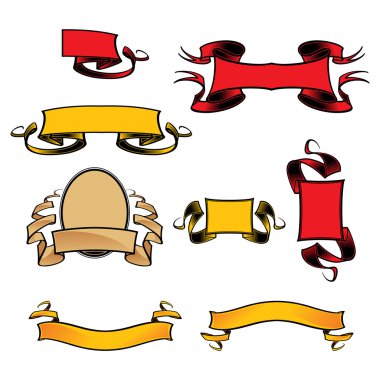 Different vector heraldic vignettes, flags, banners and ribbons clipart