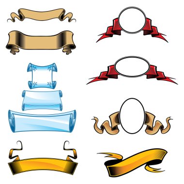 Heraldic vignettes, flags, banners and ribbons clipart