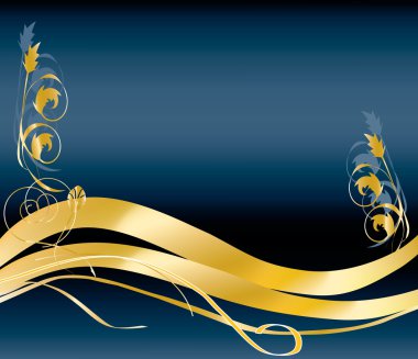 Gold and blue ribbons clipart