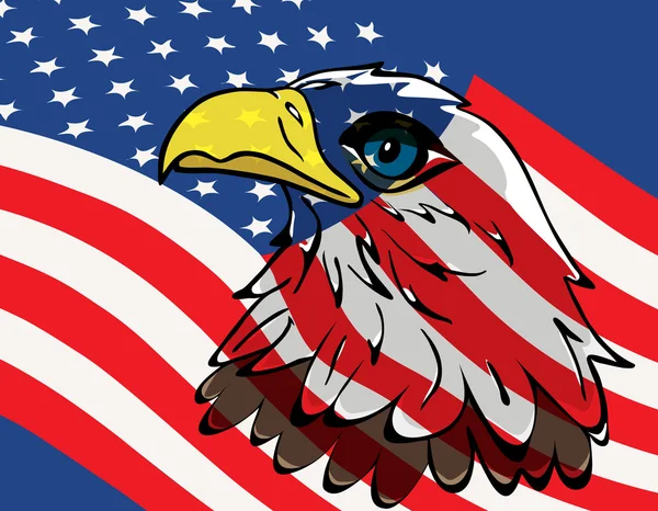 Eagle over USA flag — Stock Vector